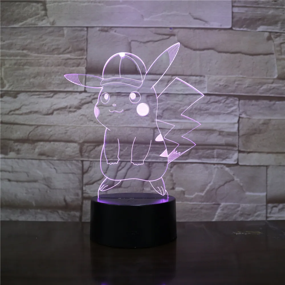 3D ночной Светильник Pokemon Go с рисунком Пикачу, детский Ночной светильник, светодиодный ночник, яркий ночной Светильник для детей, праздничная Прямая поставка, подарок