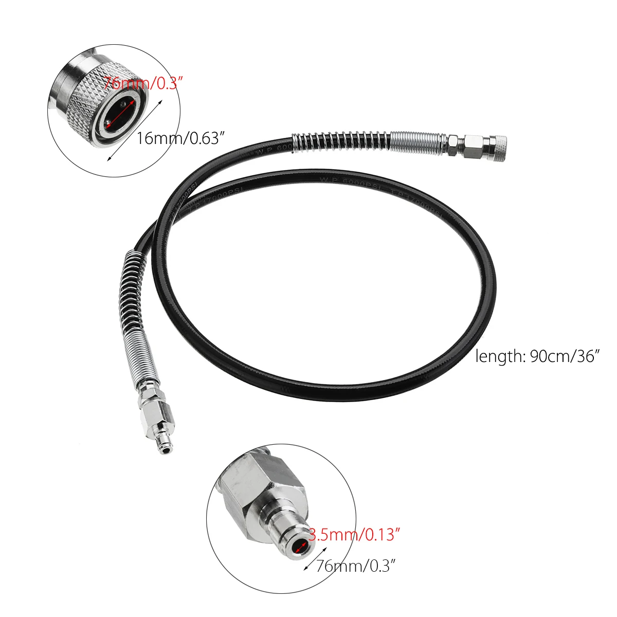 

Шланг для пейнтбола 1/8 дюйма, 4500PSI, 36 дюймов