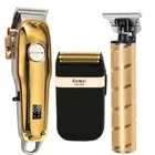Машинка для стрижки волос Kemei, профессиональное устройство для стрижки волос, мужской электрический триммер для бороды, беспроводная