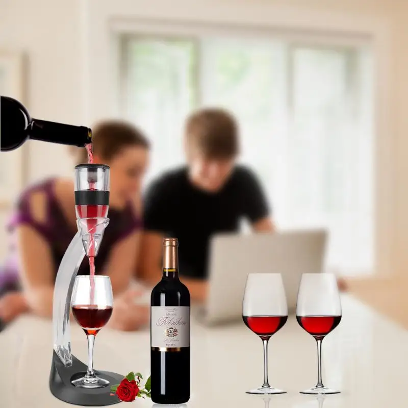 

New Professional Red Wine Decanter Pourer With Filter Stand Holder Vodka Quick Air Aerator For Home Dining Bar Essential Set HWC