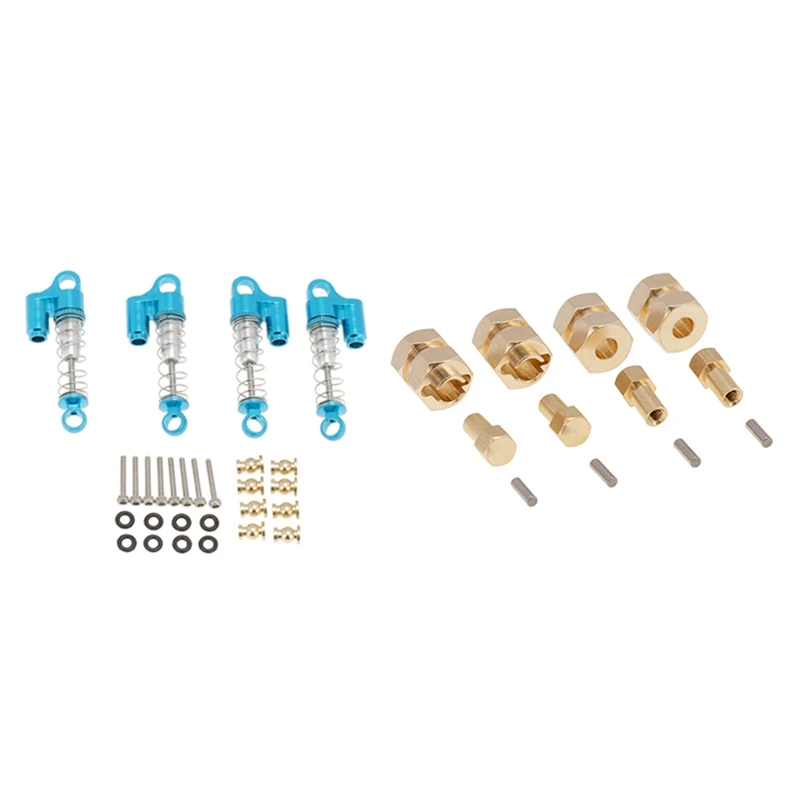 

1 Set Metal Shock Absorber Damper & 4 Pcs 4Mm Widen Brass Wheel Hex Extended Adapter