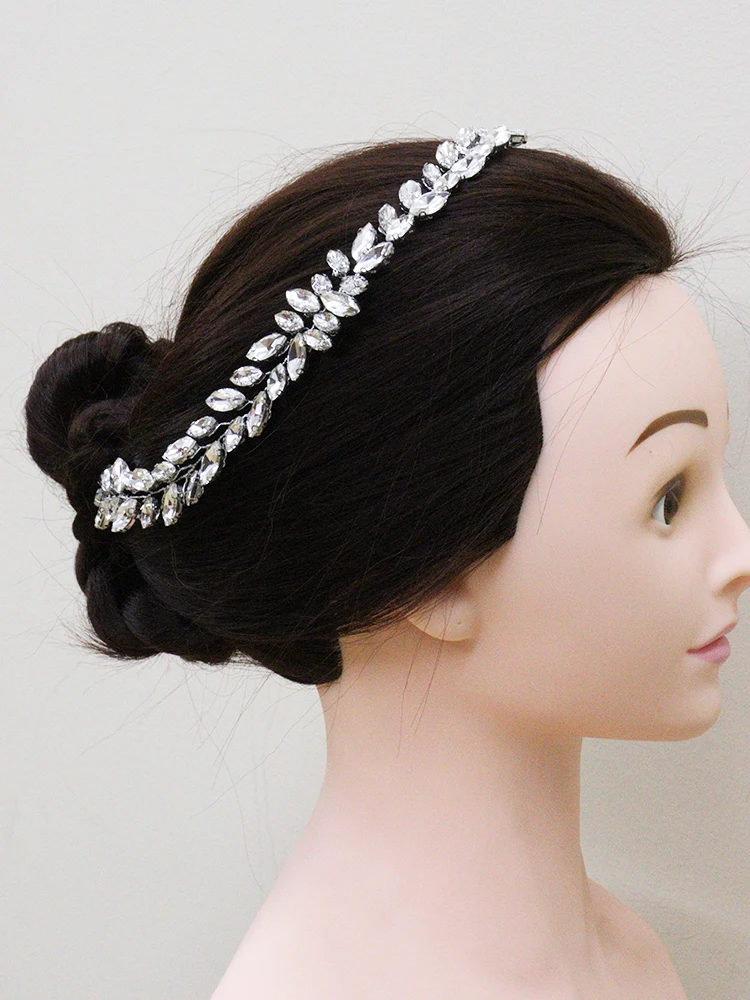 Роскошная Серебряная повязка на голову стразы тиара ручной работы свадебные