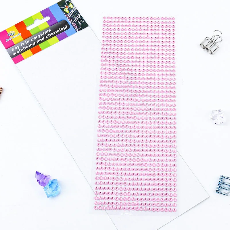 Pink 1040 шт./компл. 3 мм самоклеящиеся акриловые Стразы Diy чехол для телефона наклейка на ПК искусство с украшениями в виде кристаллов Стикеры s Скрапбукинг стены автомобиля Стикеры - Цвет: Pink