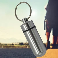 easy to carry creative stainless steel medicine bottle keychain case container waterproof holder aluminum drug pill box key ring
