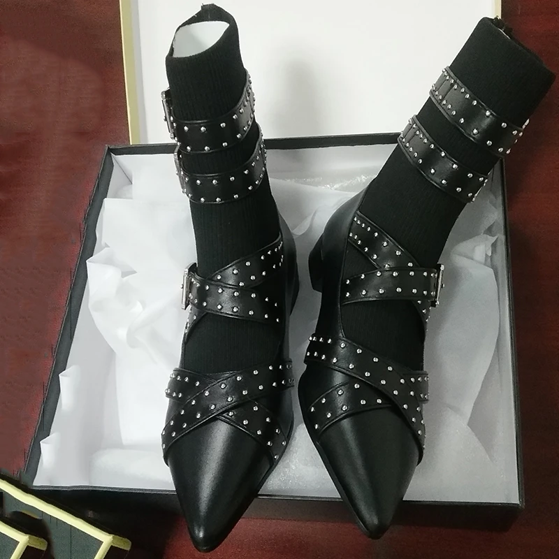 DEAT/новинка сезона весна лето 2019 Черные тонкие туфли из искусственной кожи с