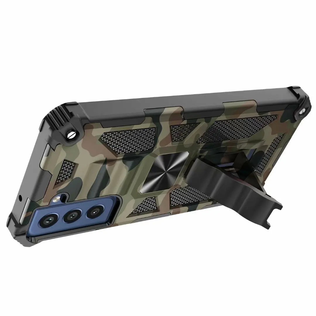 Military Camouflage Shockproof Armor Case For Samsung Galaxy S21 FE Note 20 Ultra S20 S23 S22 Plus 5G A12 A32 A52 A53 Stand Case