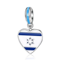 xiaojing 925 sterling silver heart israel flag star of david beads charms for women fit original pandora bracelets jewelry gift