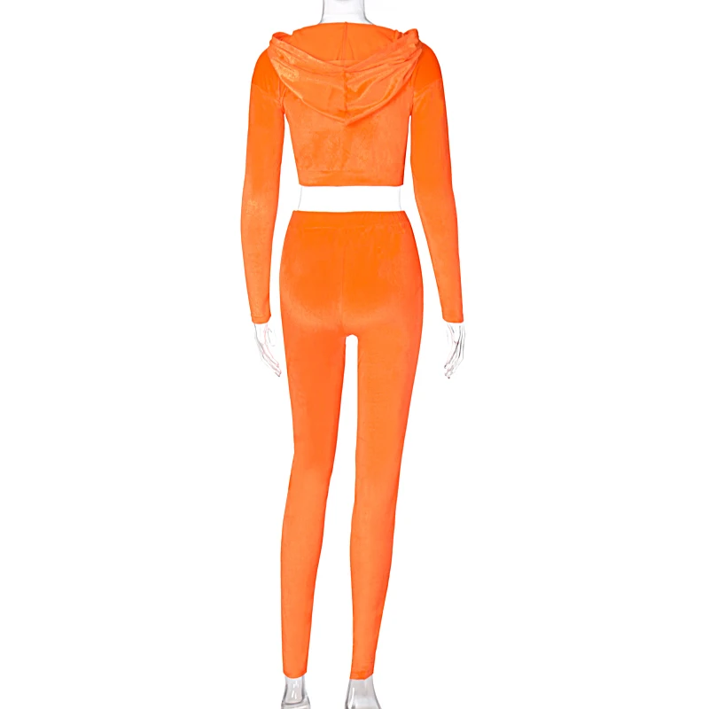 

Zoctuo Velvet 2 Piece Set Zip Up Women'S Set Cropped Jacket Leggings Pants Set Autumn Winter Women Pure Coat Outfits Tracksuit