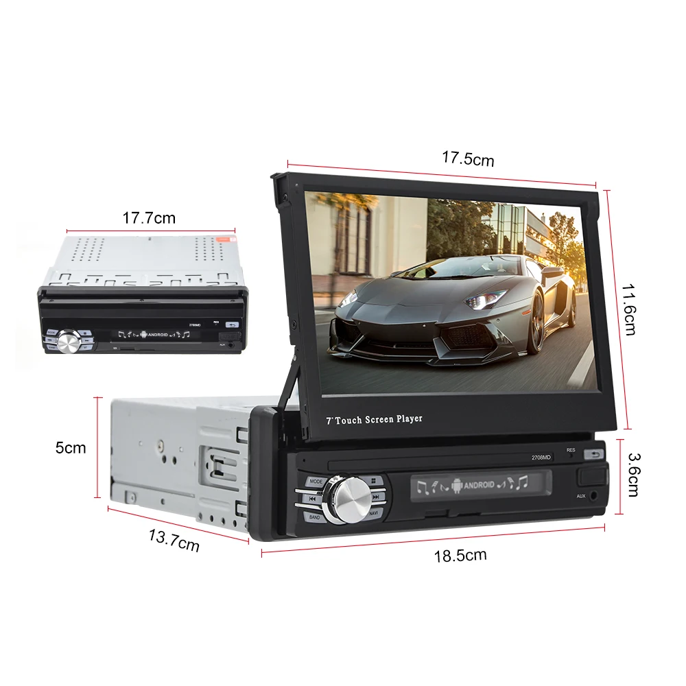 Автомагнитола Podofo 1 Гб + 16 ГБ мультимедийный проигрыватель на Android с GPS Wi Fi Bluetooth