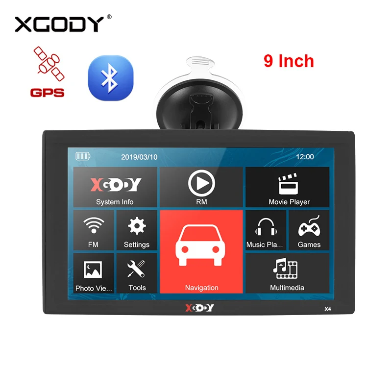 XGODY X4 9 дюймов Автомобильный gps-навигатор, Bluetooth, навигатор для грузовика, 256 Мб, 8 ГБ, gps, авто, Sat Nav, FM, камера заднего вида, Россия, Европа, карта