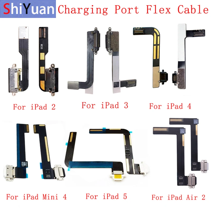 Charging Port Flex Cables For  iPad 2 3 4 5 6 Air Air 2,iPad 9.7 2017  2018 USB Charger Connector Plug Socket Dock Charging Flex