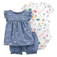 2021 orangemom baby girl clothes flower bodysuit shorts t shirt 3 pcs baby clothing girl for baby set super nice dresses