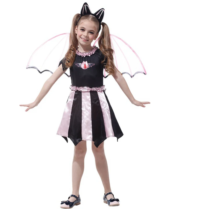 Очаровательные милые платья для девочек с летучей мышью фиолетовыми бабочками