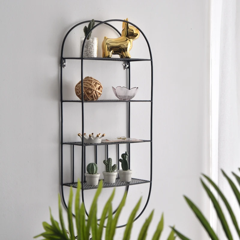 

Iron Fan Northern Europe A Living Room Wall Shelf Exemption Punch Holes Bedroom Decorate Wall Hanging Rack Hanger Wall Hanging