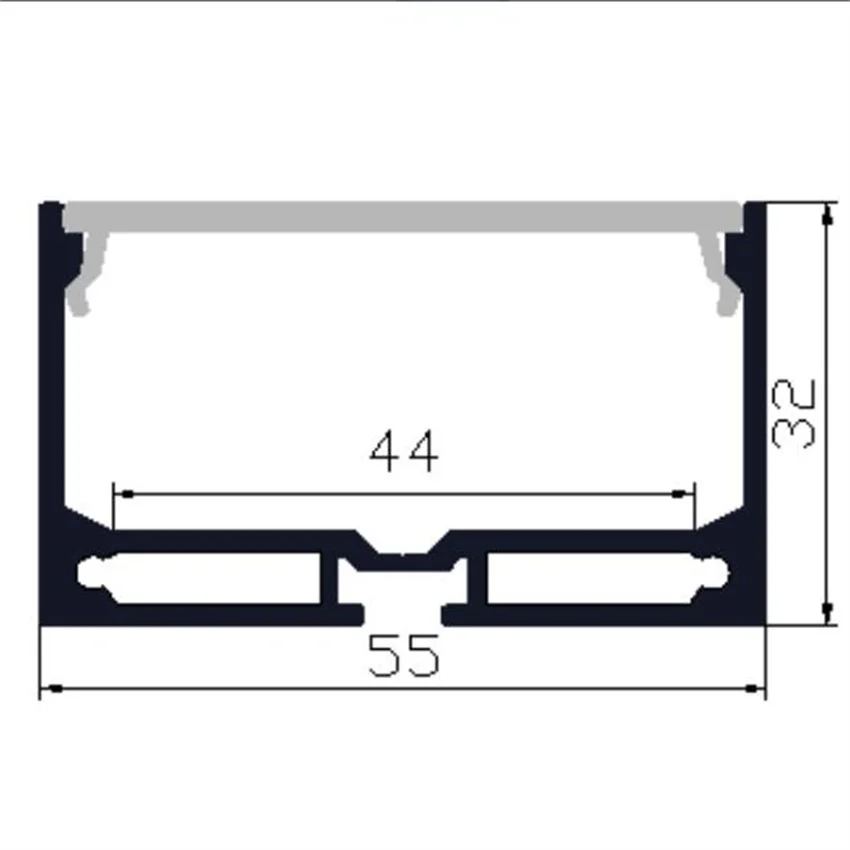 Koop Yangmin Gratis Verzending 6.6ft/2M 55X32Mm Zilver Of Zwart U-vorm Interne Breedte 16Mm Led Aluminium Kanaals Systeem Met Cover