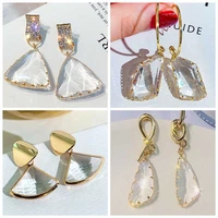 gold color a earrings drop fashion yellow women pairset jewelry plated crystal