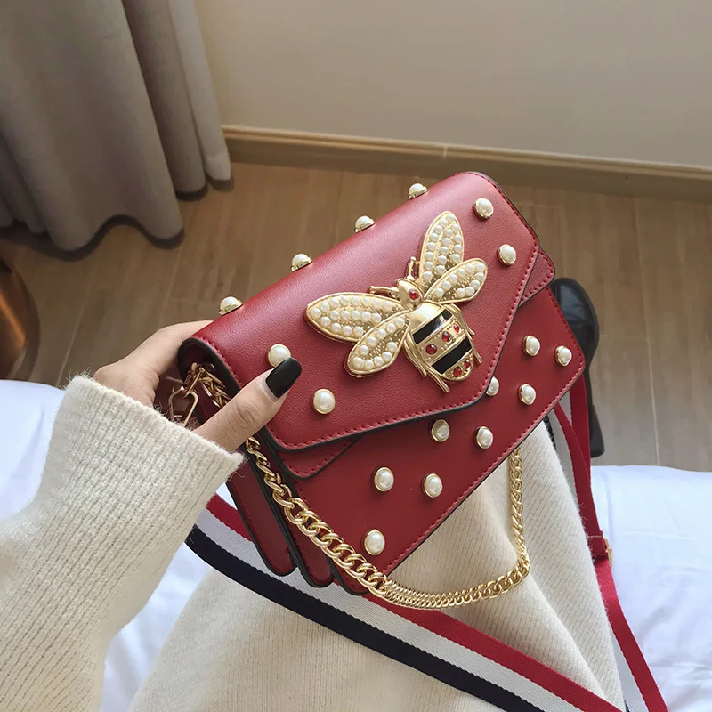 

Little Bee Luxury Handbags Trendy Fashion Western Style One-Shoulder Dimond Woman Clutch Messenger Bag Chain Small Square Bag