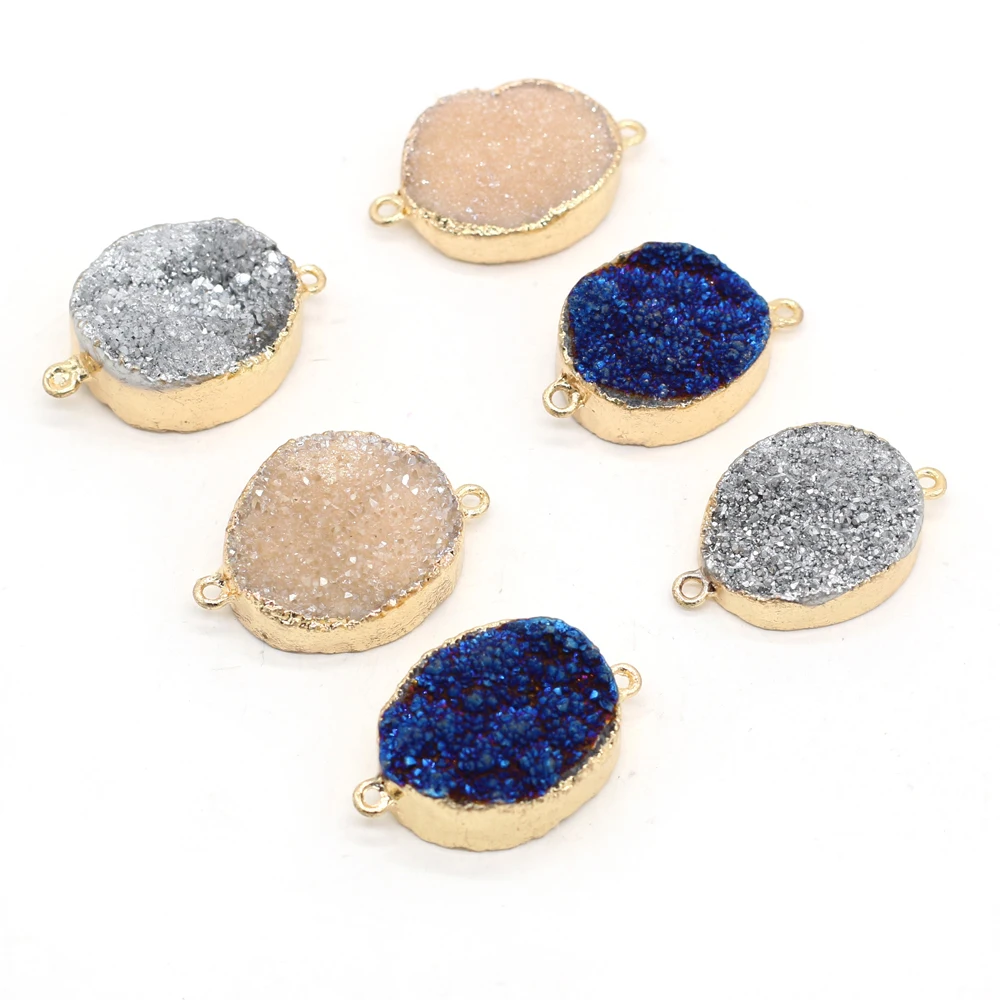 

Natural Stone Pendant Connectors Egg Shape Agate Crystal Stone Link Necklace Accessories Charm for Jewelry Making Bracelet