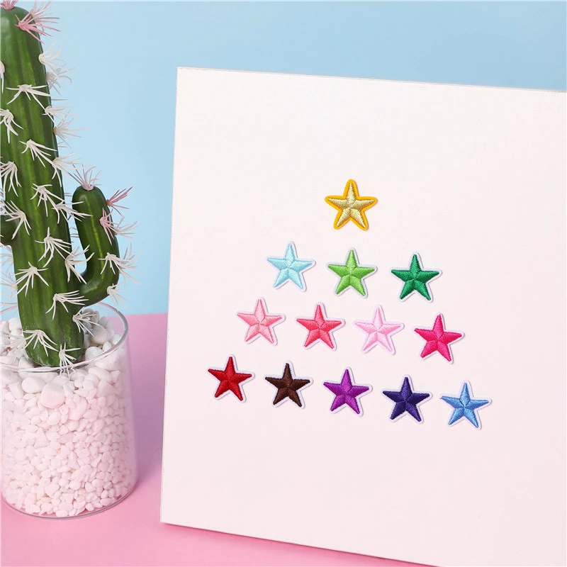Цветные нашивки с вышивкой в виде звезд термоклейкие для пришивания утюгом