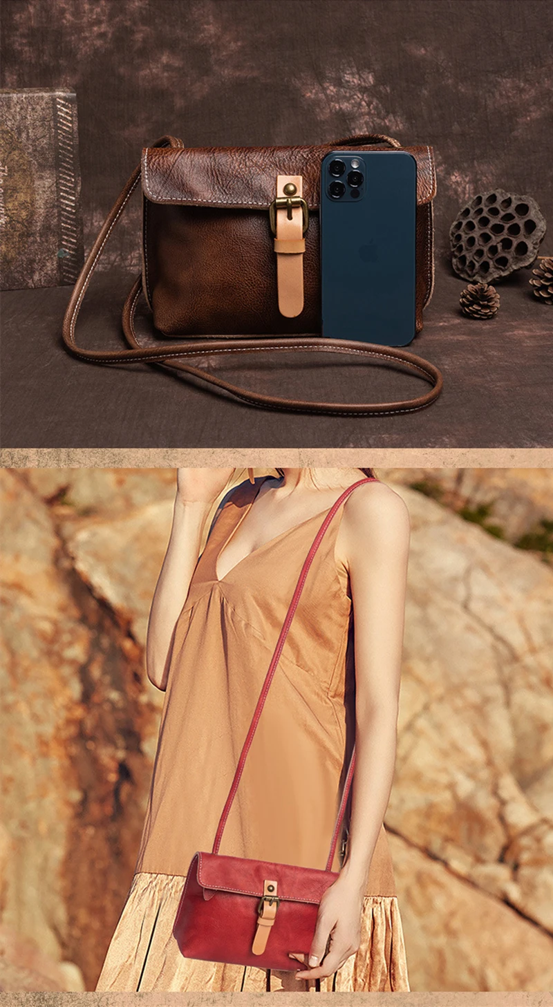 Женская винтажная сумка-мессенджер из натуральной кожи M0018 | Багаж и сумки