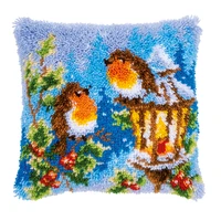 latch hook kits for diy throw pillow cover with printed birds needlework cushion cover hand craft crochet for great family