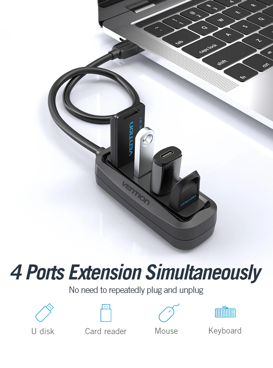 Vention usb-хаб высокоскоростной 4 порта USB 2,0 концентратор разветвитель портативный OTG концентратор USB для Apple Macbook Air ноутбук ПК планшет