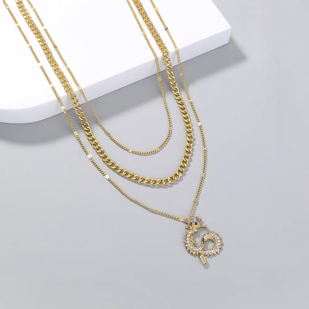 Женское многослойное ожерелье в виде дракона с кристаллами | Украшения и