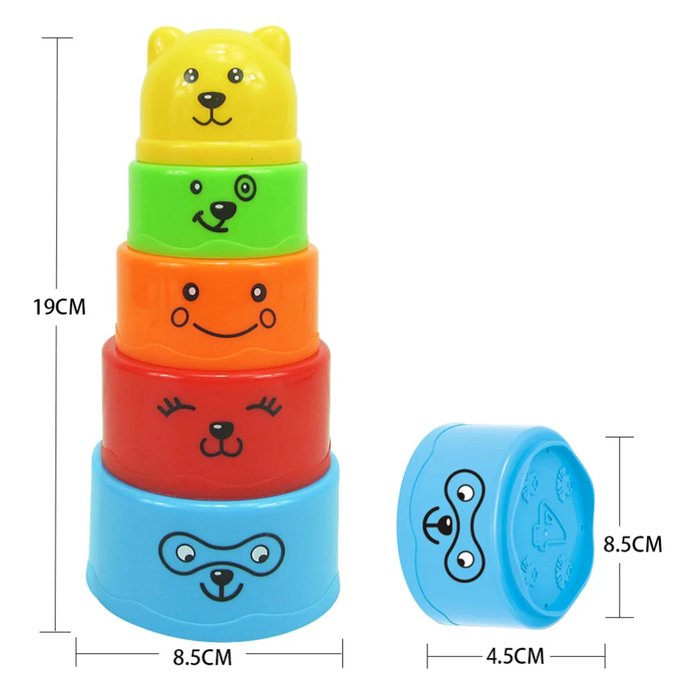 

5pcs Lovely Children Bath Toys Stacking Cups Baby Early Learning Toys Early Educational Stacker