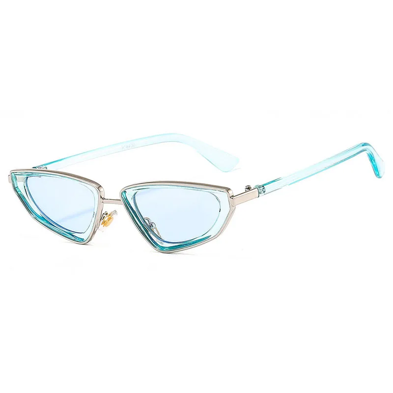 

Солнечные очки в винтажном стиле UV400 для мужчин и женщин, небольшие аксессуары кошачий глаз, в треугольной оправе, с защитой от ультрафиолет...