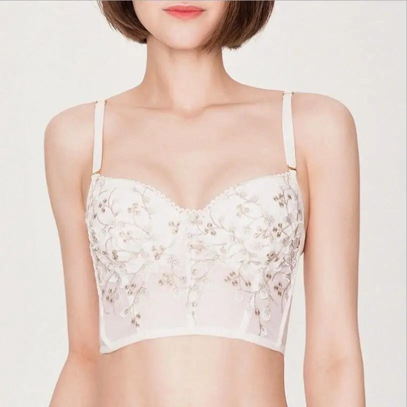 

Flower Embroidery Sexy Tank Top Women Lace Corset Short Perspective Vest Sexy Party Bra Nightclub Camisole Female Bustier p567