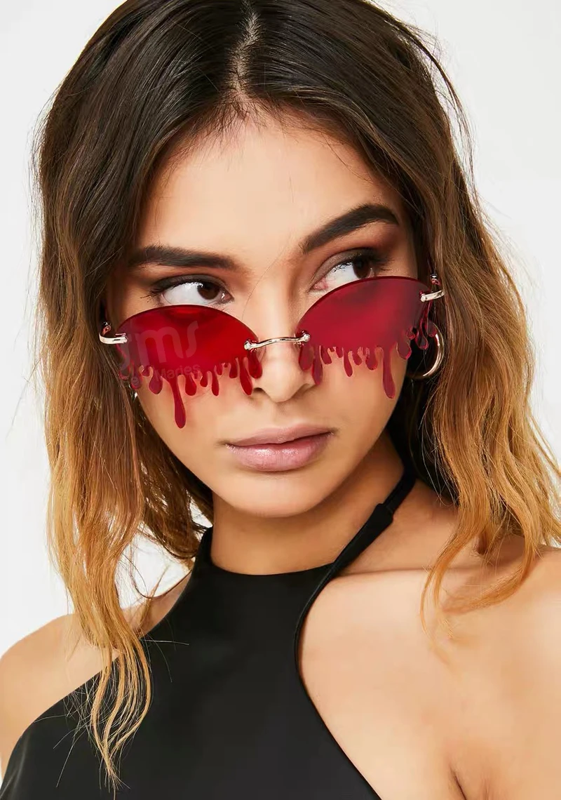 Очки солнцезащитные женские без оправы модные уникальные винтажные солнечные