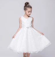 cute royal blue lace flower girls dress 2021 a line o neck sleeveless beaded knee length short white first holy communion gown