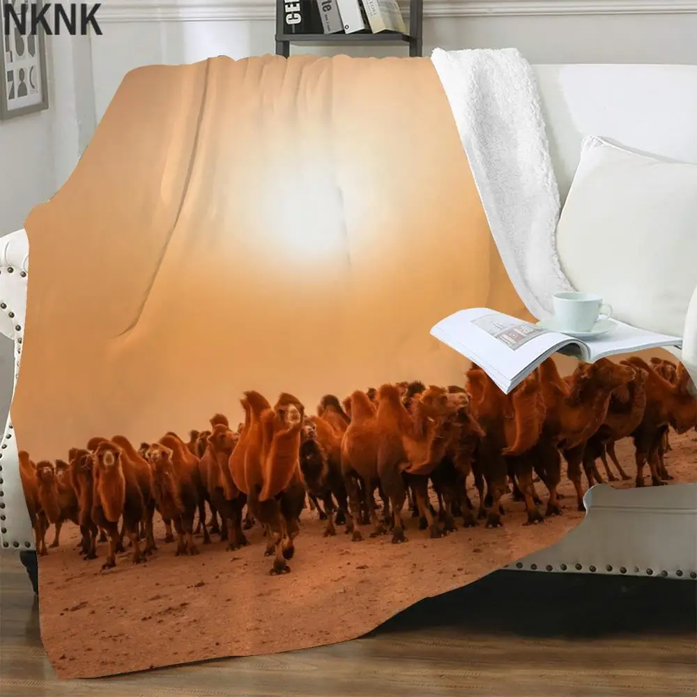 

NKNK Brank Camel Blankets Animal Plush Throw Blanket Desert Bedspread For Bed Sun Thin Quilt Sherpa Blanket Fashion Premium