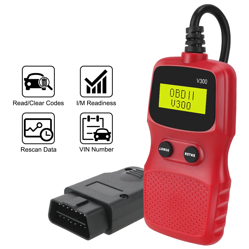 

Auto Accessories ELM 327 Digital Display V300 Hand-held Car Diagnostic Tool OBD2 Code Reader OBD 2 Scanner OBDII