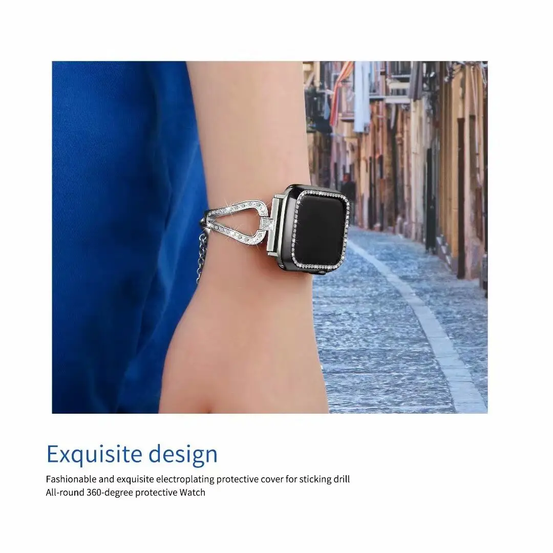Металлический Алмазный защитный чехол для apple watch, защитный экран серии 4, 3, 2, 1, чехол 38 мм, 42 мм, 40 мм, 44 мм, iwatch, чехол для женщин