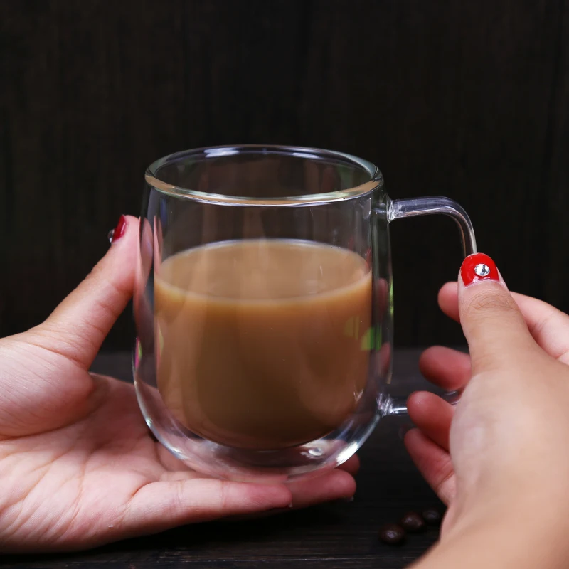 

1pcs Double Wall Glass Cup Beer Coffee Heart Cups Heat Resistant Healthy Drink Mug Tea Mugs Transparent Drinkware Dropshipping