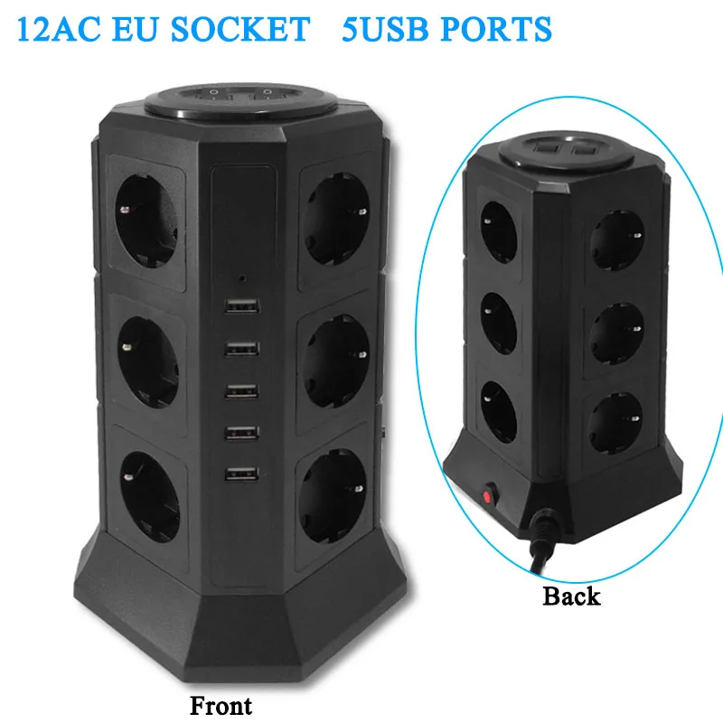 Штепсельная Вилка европейского стандарта на выходе башня Мощность полосы