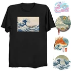 Футболка с большой волной, Katsushika Hokusai Kanagawa, волнистая футболка из 100% хлопка, футболка Ukiyo E с большой волной канагавы