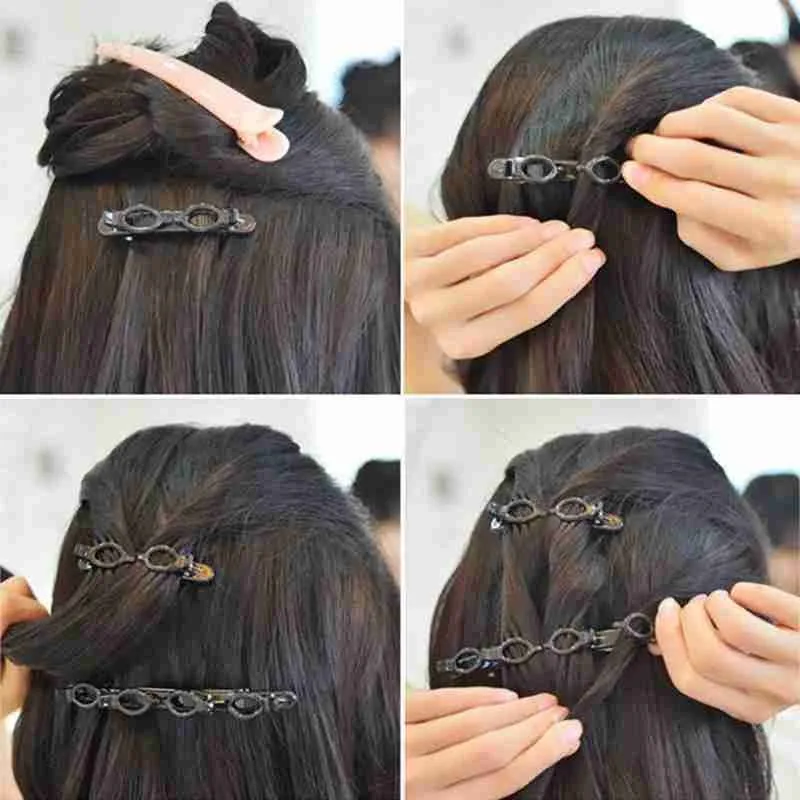 

Non-Slip Double Layer Bands Clip Hairbands Fashion Plastic Braided Headband Punk New Knitting Womens Headwear Hair Accessories