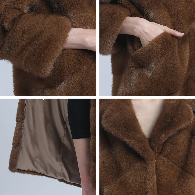 Mink Fur Coat Women Winter Real Fur Coat Female Import Natural Mink Coat Ladies Genuine Leather Overcoat Luxury Fashion 2020 New