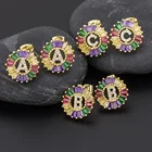 2020 Лидер продаж Радуга 26 Начальная буква сережки ввиде Ювелирное Украшение с качественным фианитом Алфавит A-Z имя серьги гвоздики творческий, модное ювелирное изделие