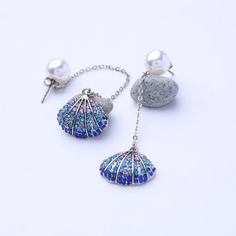 Богемные длинные висячие серьги в форме раковины с кристаллами для женщин новые