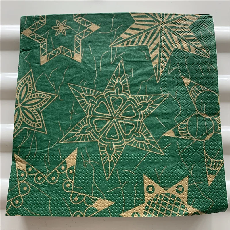 

Decoupage paper napkins elegant tissue vintage towel green blue star birthday wedding party home beautiful serviettes decor 20