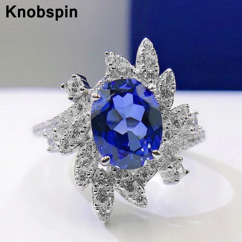 

Кольцо женское из серебра 100% пробы с синтетическим сапфиром, 7 х8 мм