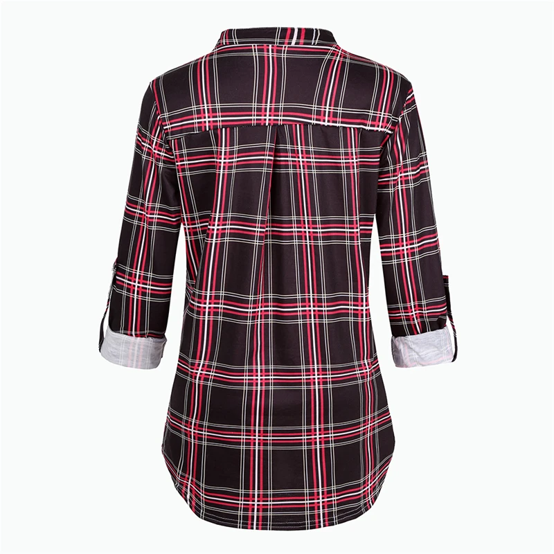 Топ для кормящих матерей Женская клетчатая футболка с V-образным вырезом и