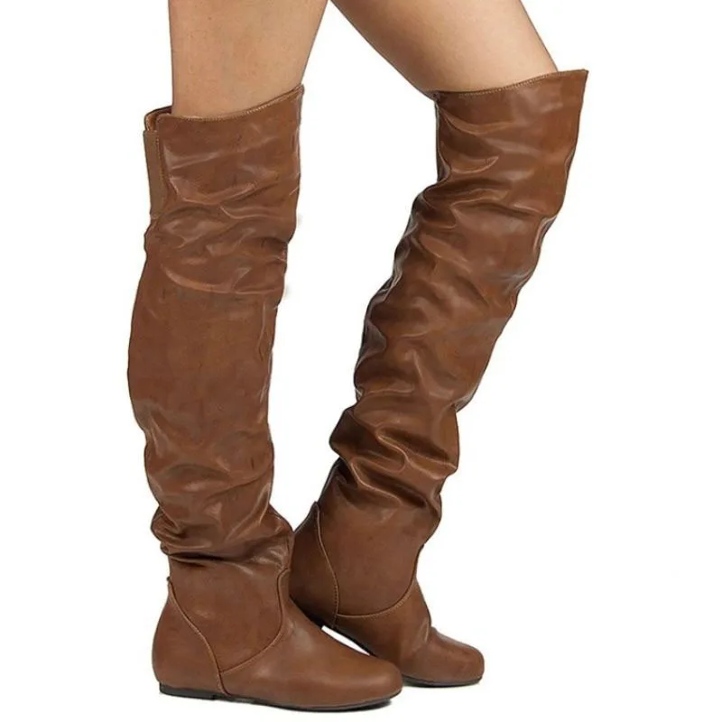 RIZABINA/Сапоги до бедра размера плюс 34 43 женские ботфорты в европейском стиле осенне