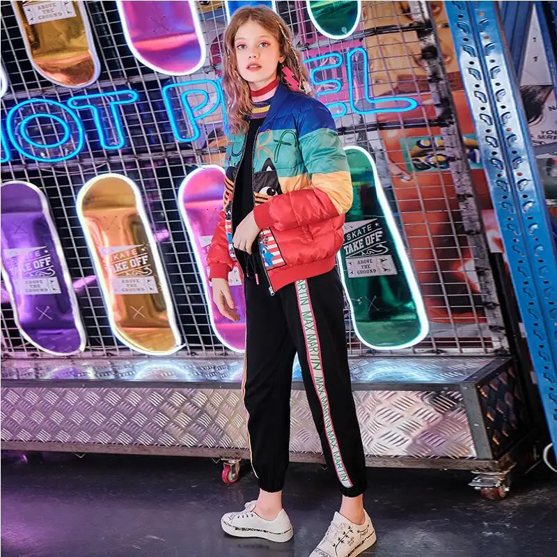 2019 зимние пуховики с принтом из мультфильмов модные тонкие женские короткие