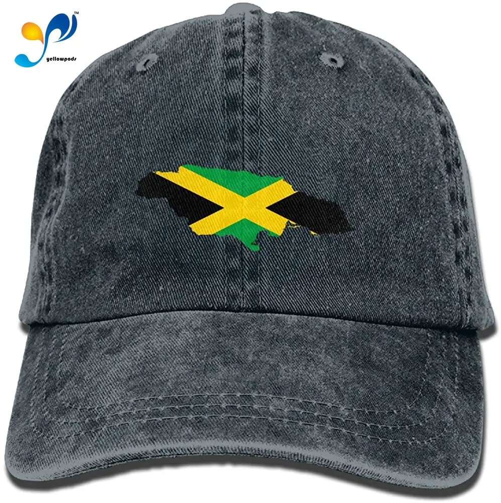 

Unisex Adult Flag Map Of Jamaica Washed Denim Cotton Sport Outdoor Baseball Hat Adjustable One Size
