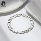 ORSA JEWELS 925 стерлингового серебра серебристого цвета в итальянском стиле; В стиле панк с алмазной огранкой Фигаро Цепь браслет ювелирные изделия для мужчин подростков для женщин ювелирные изделия Figaro SB108