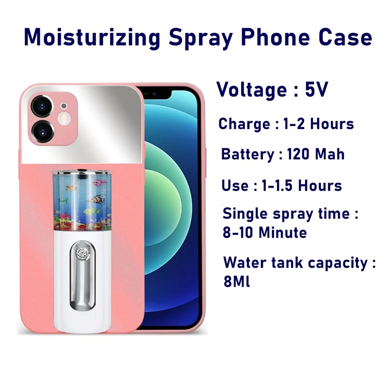 tongdaytech 2in1 spray phone case rechargeabe women makeup moisturizing phone cover for iphone xr xs x 11 12 pro max 7 8 plus free global shipping